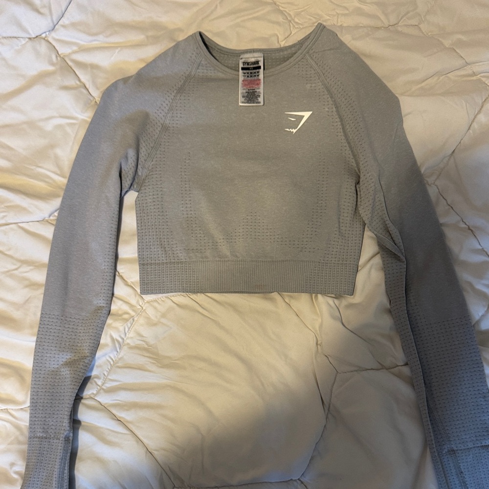Gymshark Light Gray Long Sleeve Crop Top
